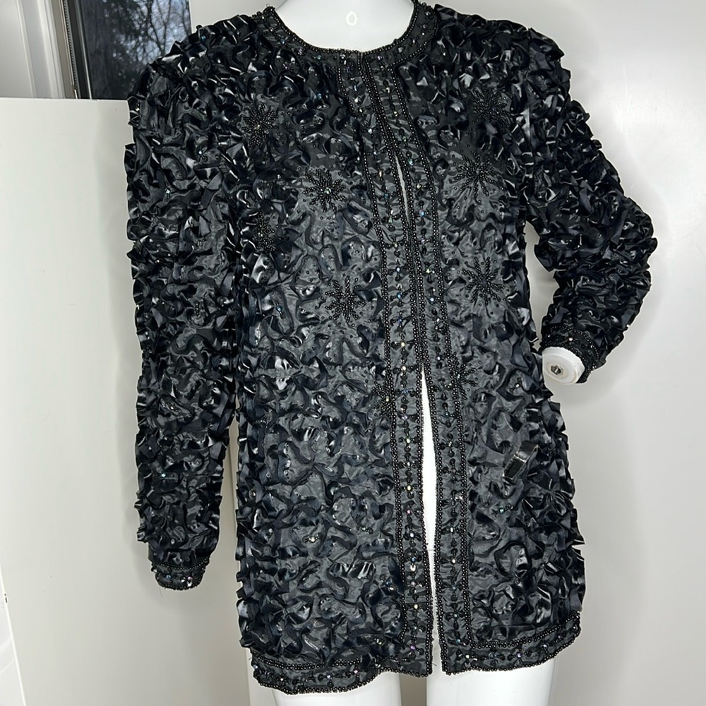 Pinkyβs Creations Sz 6-8 Black Ribbon and Beads 27β Jacket